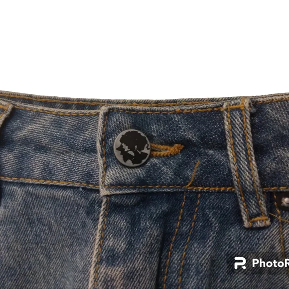 alexander wang medium wash faded distressed raw hem shorty shorts womens 27 - Picture 3 of 5